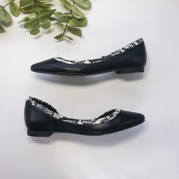 BCBG Round Point Toe Flats with Snake Print Accent - Picture 2 of 3